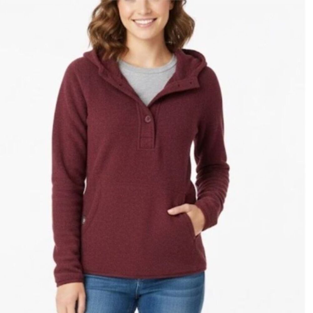 The North Face Women's Magenta 1/2 Zip/Button Sweater Fleece LS Hoodie Size M